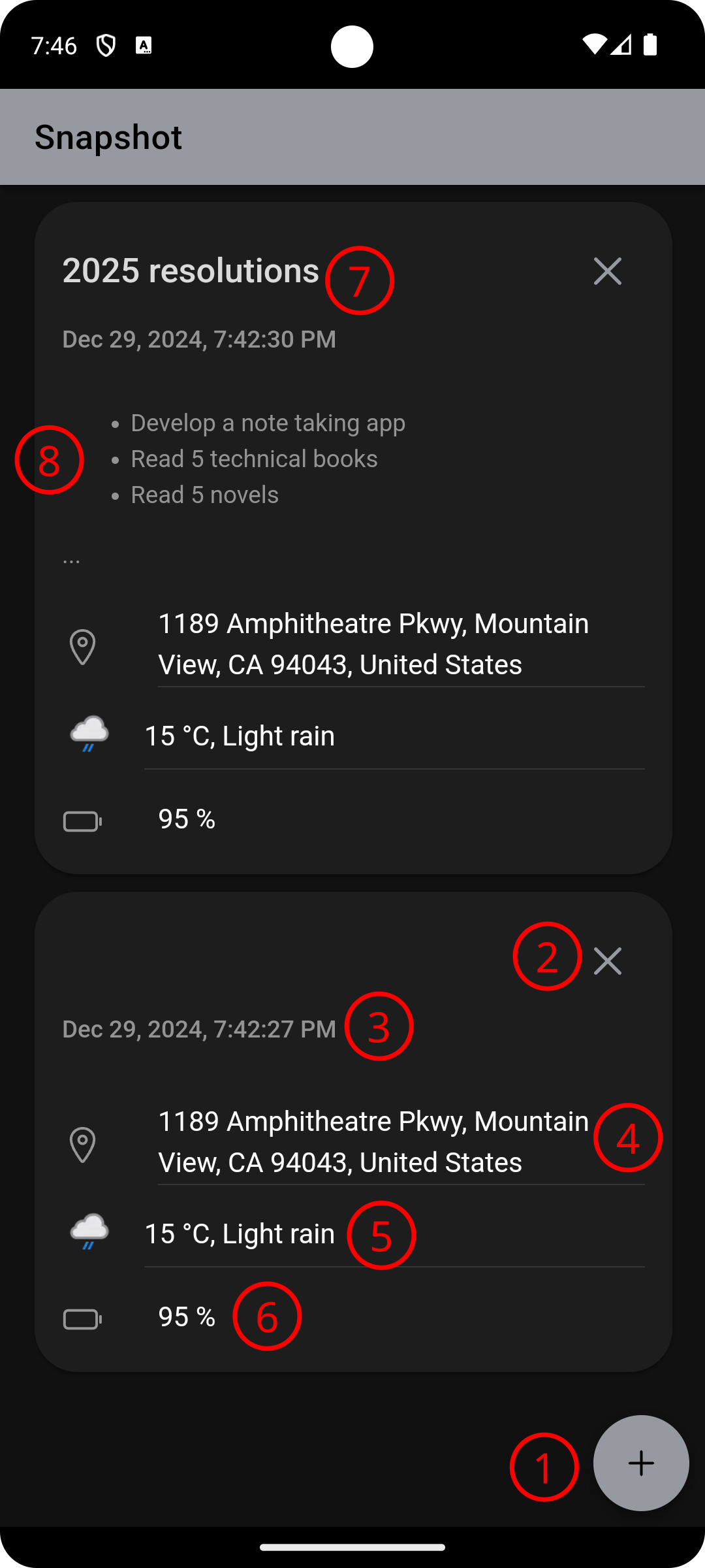 Main screen with numbers